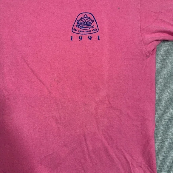 Vintage Hanes Beefy-T Kai Opua Canoe Club Hawaii Shirt Single Stitch Pink XL - Picture 13 of 16